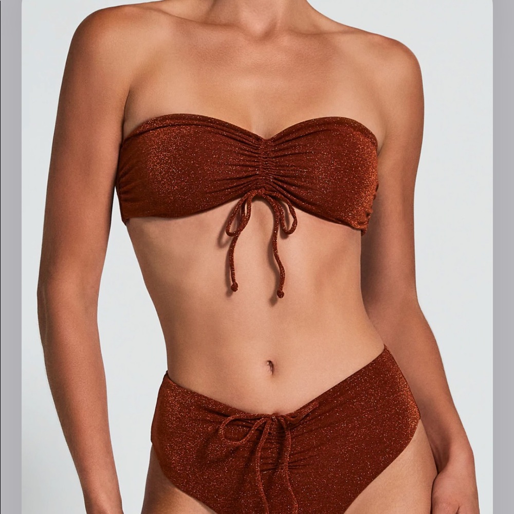NWT DEVON WINDSOR Aurelia swim bikini top sienna shimmer S